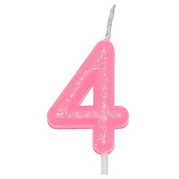 Vela Candy Rosa Número 4 - Silver Plastic