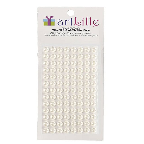Meia Pérola Adesivada 10mm 84un Creme - Artlille