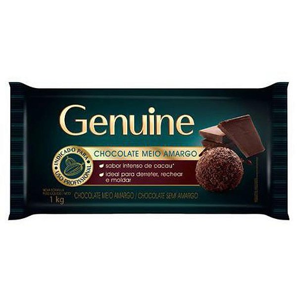 Chocolate em Barra Meio Amargo 1,0kg - Genuine