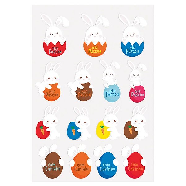 Etiqueta Adesiva Ovinhos Coloridos com 15un