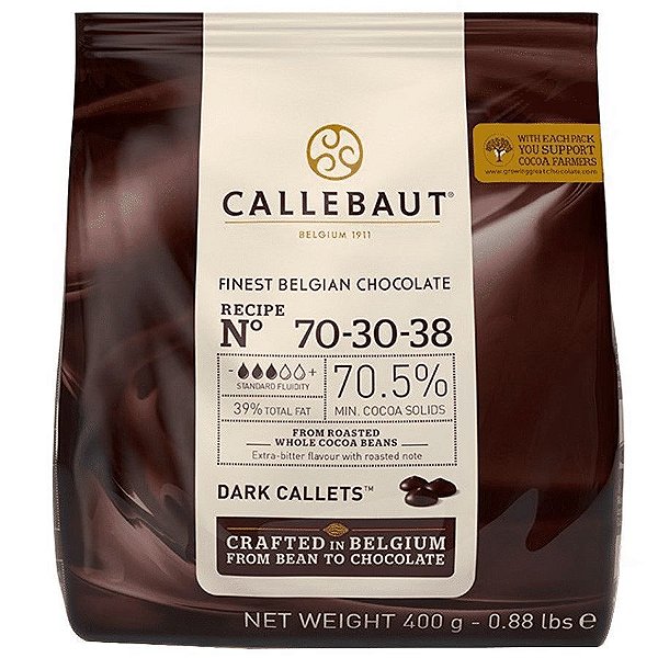 Chocolate Belga Callebaut Callets Amargo N.70-30-38 - Gotas (70.5% de Cacau) - 400gr