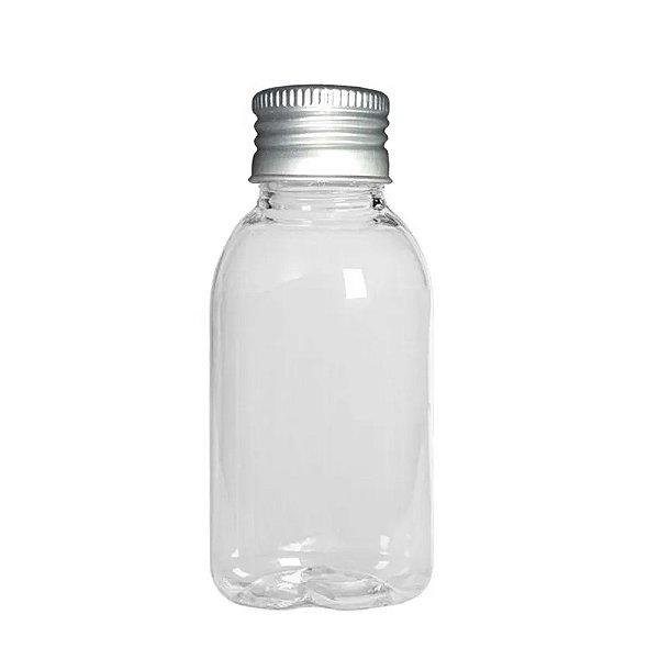 Frasco Pet Cilind 60ml com Tampa Alumínio Prata com 10un