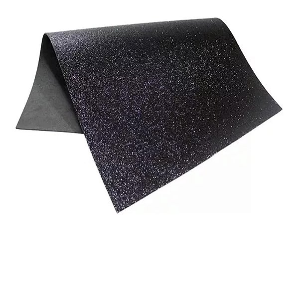 Placa EVA Glitter Preto  40X60cm - Silver Plastic