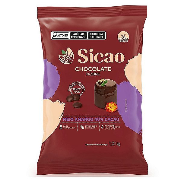 Chocolate em Gotas Meio Amargo 1,01kg - Sicao