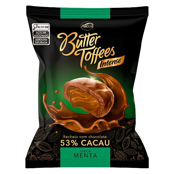 Bala Butter Toffe 90gr 53% Cacau Menta Arcor