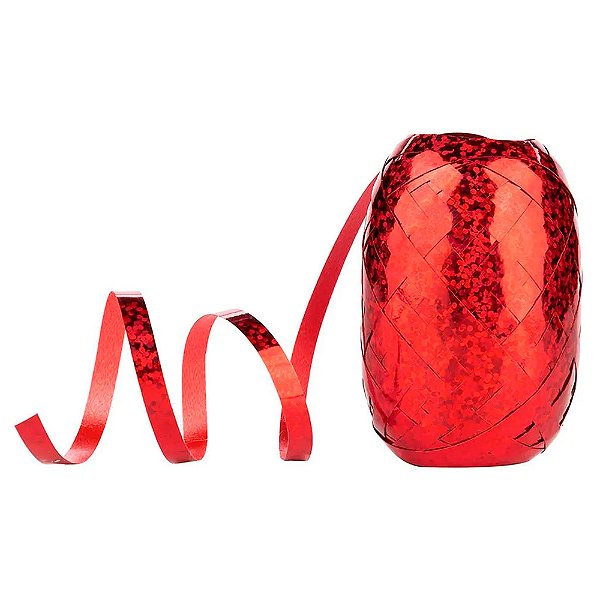 Fitilho Holográfico Vermelho 5mmx20m - Silver Plastic