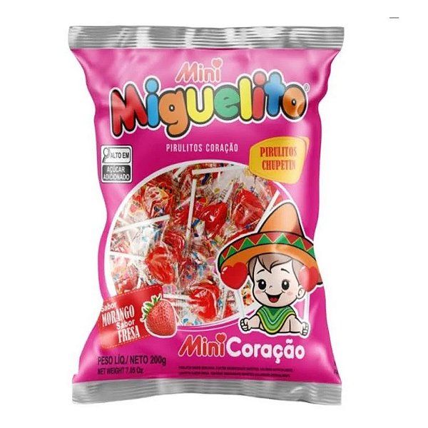 Pirulito Coração Morango 200g - Miguelito