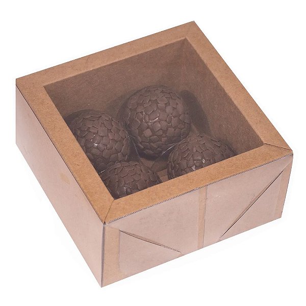 Caixa Moldura Kraft 04 Doces 10Un Desmontada - Ideia Embalagens