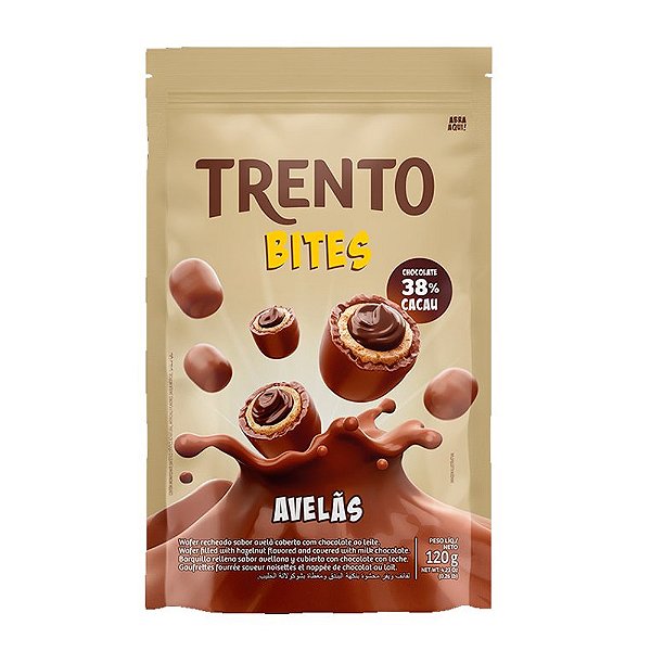 Chocolate Trento Bites 38% Avelã 120gr Peccin