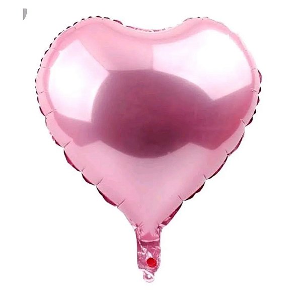 Balao Met 18P Coracao Rosa Bebe Br