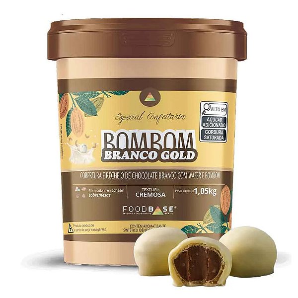 Recheio de Bombom Branco Gold com Castanhas 1,05Kg - Foodbase