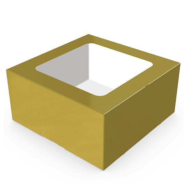 Caixa Laminada Ouro com Visor para 4 Doces - Ideia