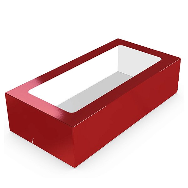 Caixa Laminada Vermelho Com Visor para 8 Doces - Ideia