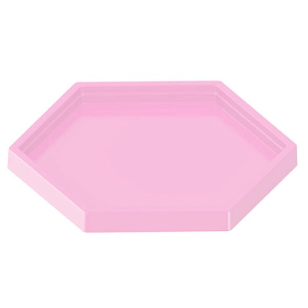 BANDEJA DECORATIVA SEXTAVADA 22X22CM ROSA BEBÊ - TASIL