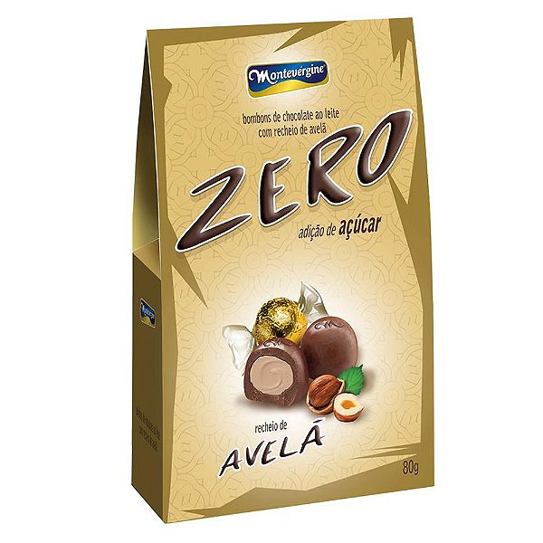 Bombom com Recheio de Avelã Zero Açúcar 80g - Montevérgine