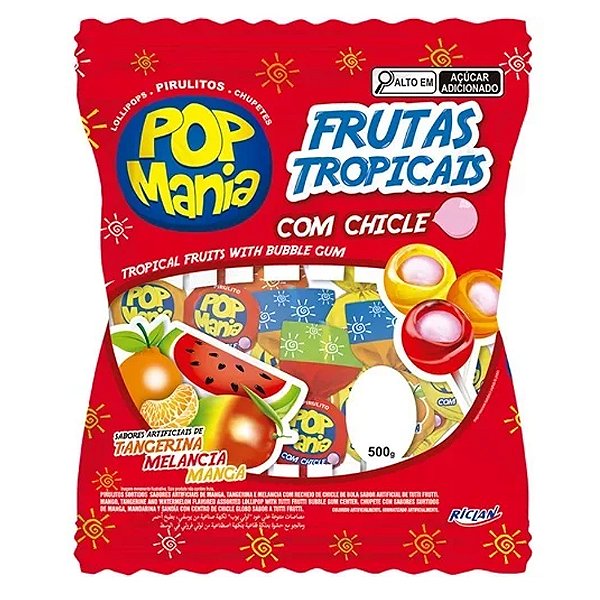 Pirulito Pop Mania Frutas Tropical 500G - Riclan