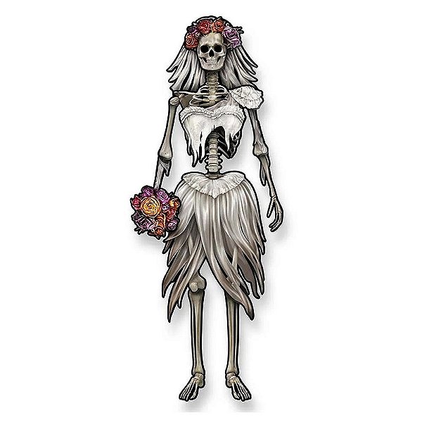 Decoração Halloween de Pendurar Esqueleto Noiva 61x156cm - Regina