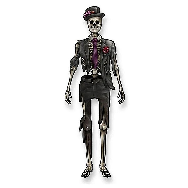 Decoração Halloween de Pendurar Esqueleto Noivo 54x156cm -  Regina