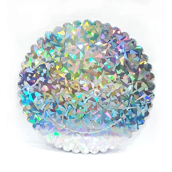 Cakeboard Mosaico Holográfico 15cm - Silver