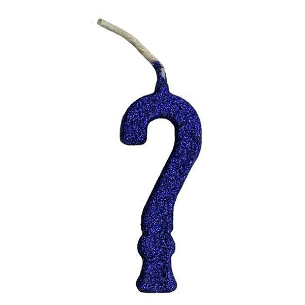 Vela Pequena Glitter Azul Interrogação - Regina