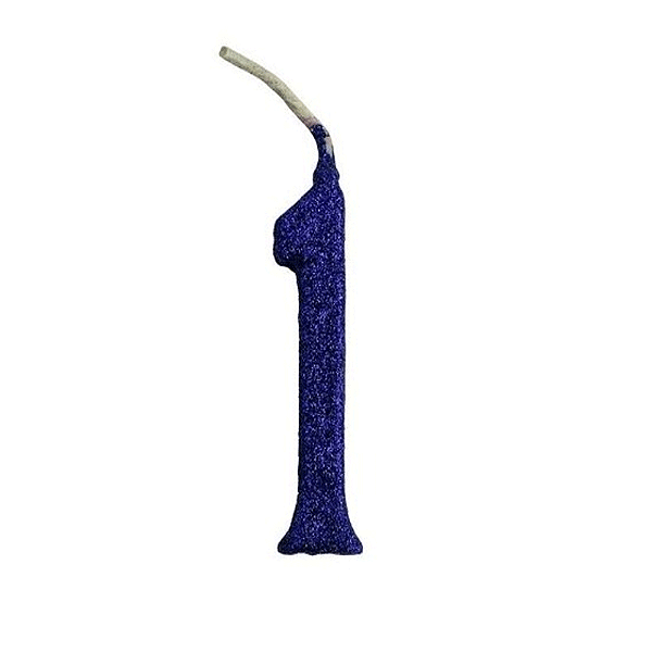 Vela Pequena Glitter Azul n1 - Regina