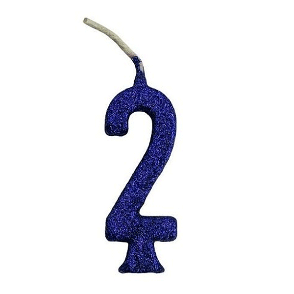 Vela Pequena Glitter Azul n2 - Regina