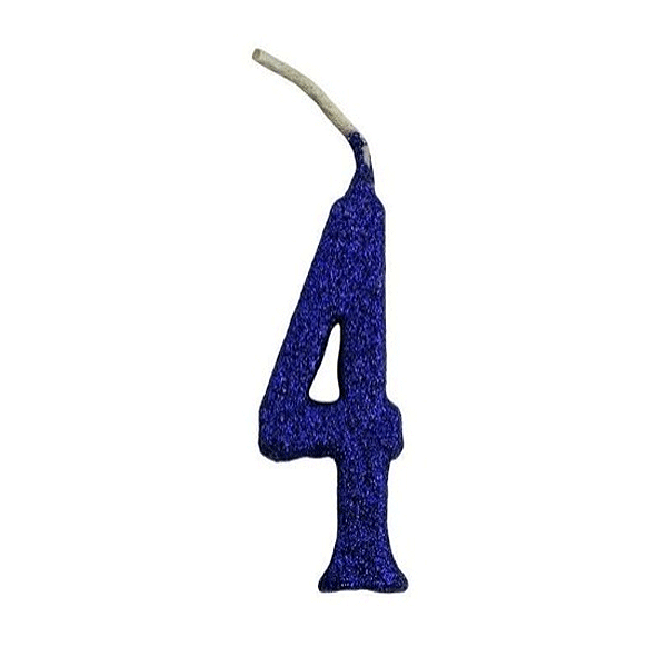 Vela Pequena Glitter Azul n4 - Regina