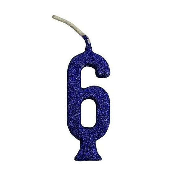 Vela Pequena Glitter Azul n6 - Regina