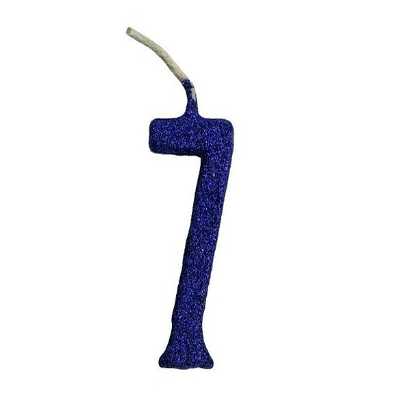 Vela Pequena Glitter Azul n7 - Regina