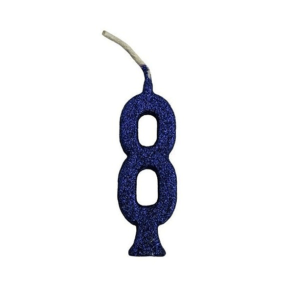 Vela Pequena Glitter Azul n8 - Regina