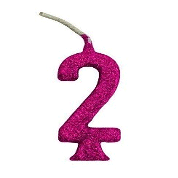 Vela Pequena Glitter Pink Número 2 - Regina
