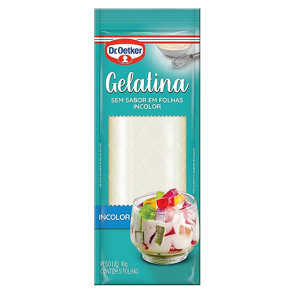 Gelatina Sem Sabor em Folhas Incolor com 5 Folhas - Dr. Oetker