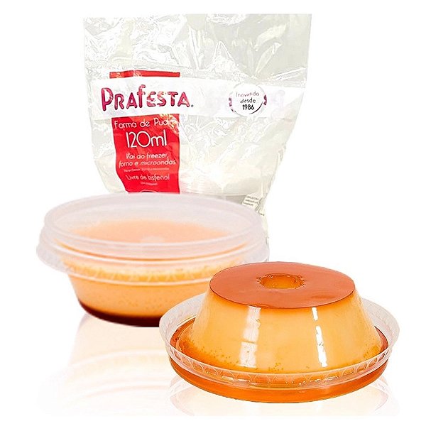 Forma Pudim com Tampa 120ml 12un - Prafesta