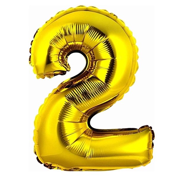 Balão Metalizado 34" Dourado Número 2 - Silver Plastic