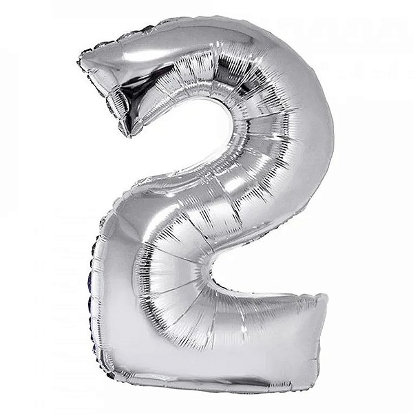 Balão Metalizado 34" Prata Número 2 - Silver Plastic