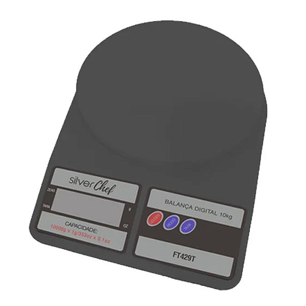 Balança Digital de Cozinha Preta 10Kg - Silver