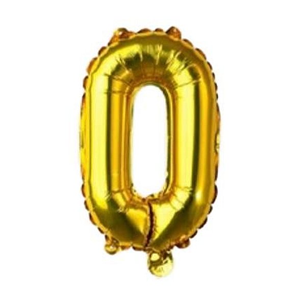 Balão Metalizado Pequeno Dourado Número 0 - Regina