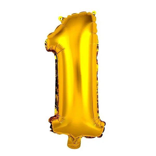 Balão Metalizado Pequeno Dourado Número 1 - Regina