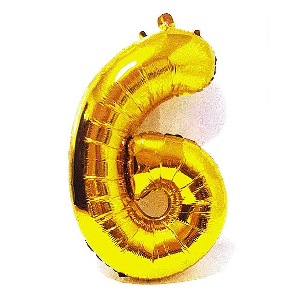 Balão Metalizado Pequeno Dourado Número 6 - Regina