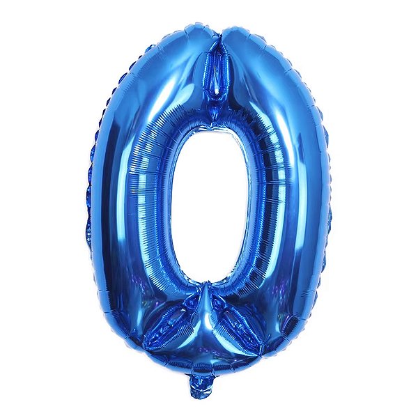 Balão Metalizado Azul 16P Número 0 - Silver Plastic