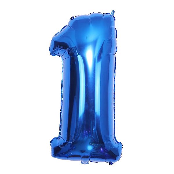 Balão Metalizado Azul 16P Número 1 - Silver Plastic