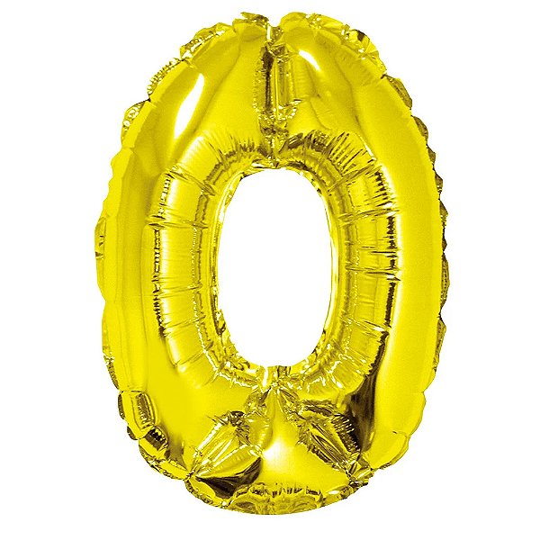 Balão Metalizado Dourado 16P Número 0 - Silver Plastic