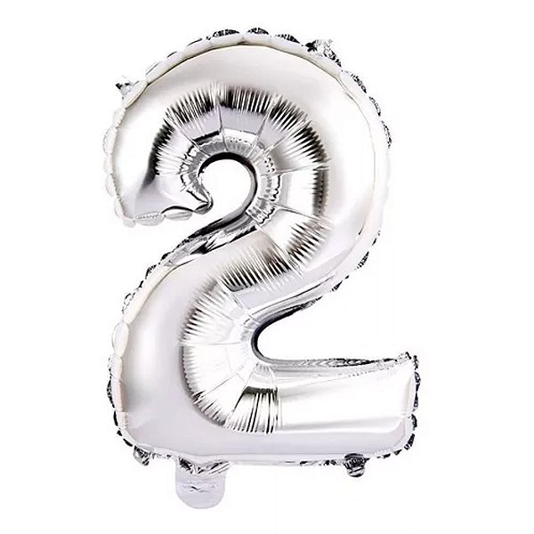 Balão Metalizado Prata 16P Número 2 - Silver Plastic