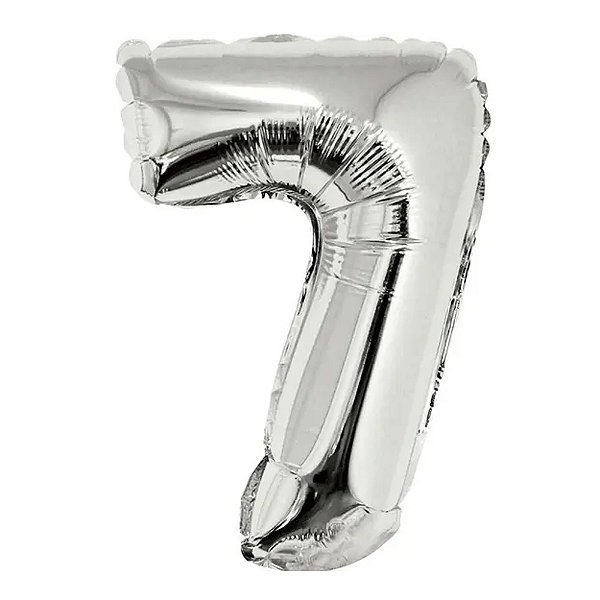 Balão Metalizado Prata 16P Número 7 - Silver Plastic