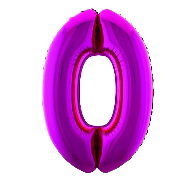 Balão Metalizado Rosa 16P Numero 0 - Silver Plastic