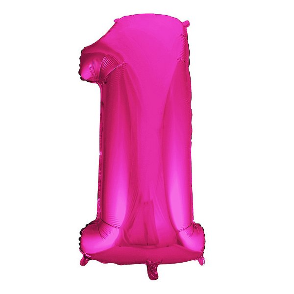 Balão Metalizado Rosa 16P Número 1 - Silver Plastic