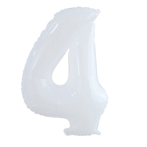 Balão Cromado Branco 16P Número 4 - Silver Plastic