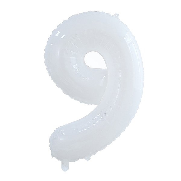 Balão Cromado Branco 16P Número 9 - Silver Plastic
