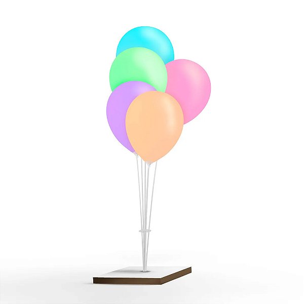 Suporte Pequeno para Balão em MDF Branco com 5 Hastes - Grintoy
