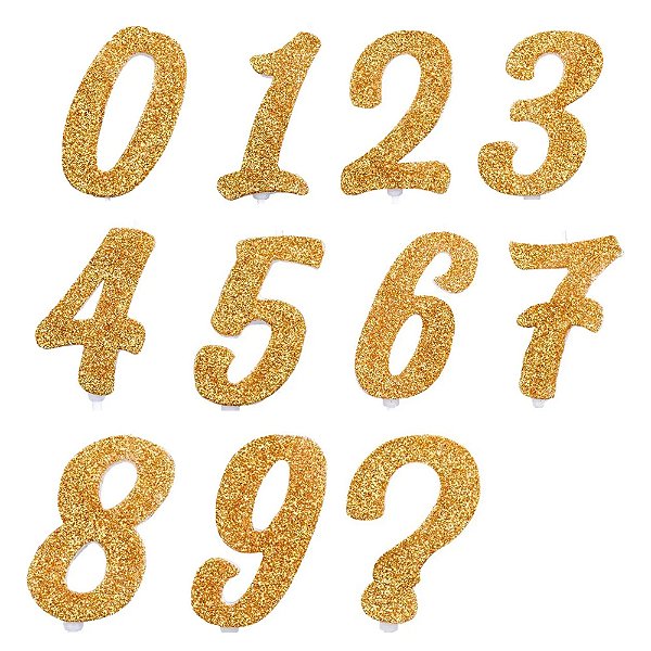 Vela Pick Glitter Dourado Número 7 - Regina